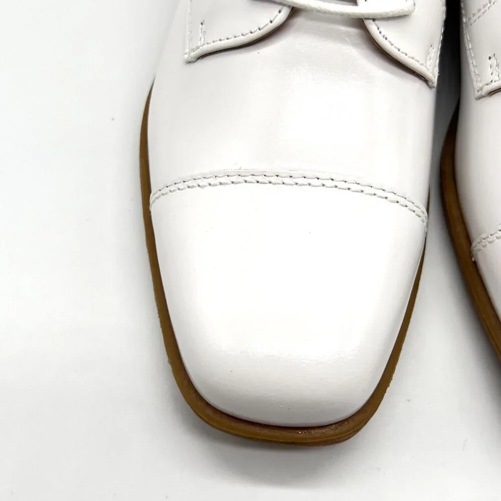 Florsheim Kids Boys Size 1 Reveal CP‎ White Leather Oxfords Oxford Dress Shoes